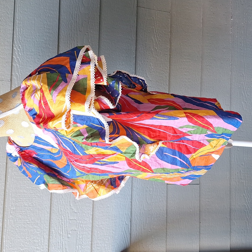 NWT Tropical Palm Leaf Print Plus Size 1X Puff Sleeve Boho Peasant Blouse *read* - Picture 8 of 11